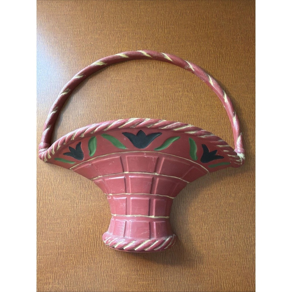 Vintage Burwood Products Home Interiors Folk Wall Flower Planter Decor USA